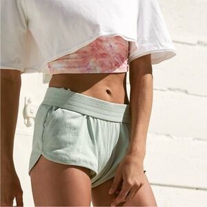 NWOT 🐬Free People ‘Get Set’ Athletic Shorts Mint Teal Light Blue Green LARGE